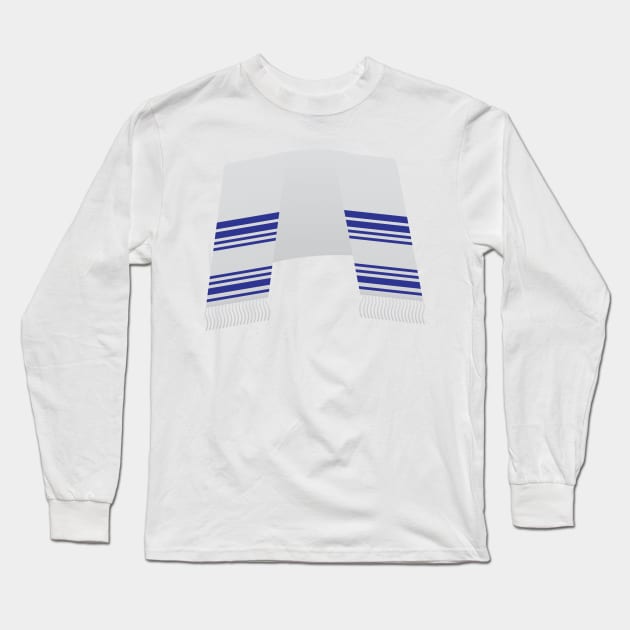 Jewish prayer shawl Blue and White Tallith Long Sleeve T-Shirt by sigdesign